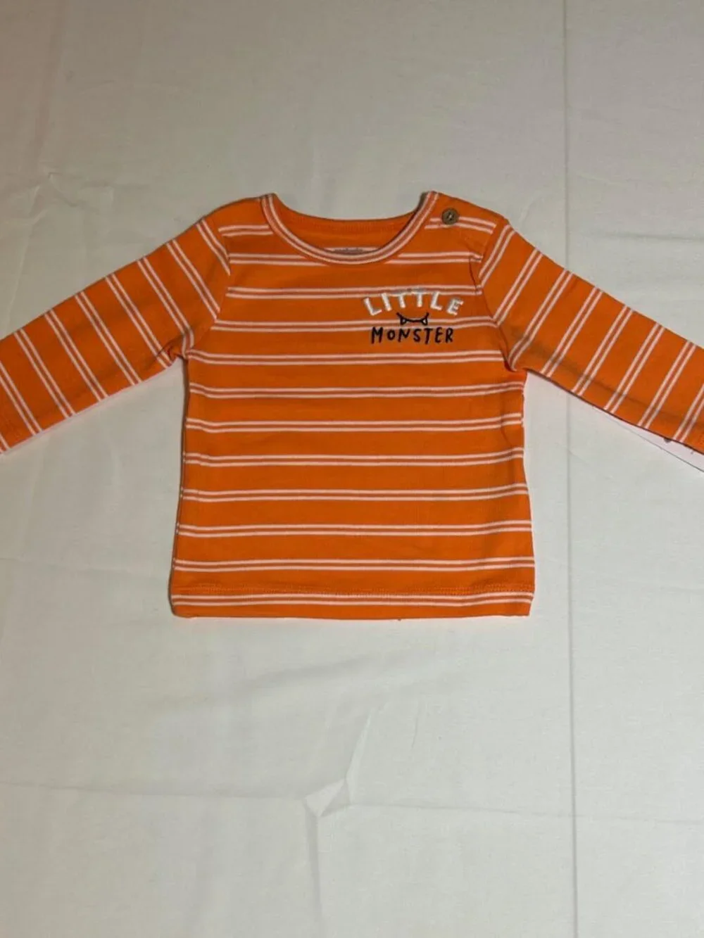 Carter's Unisex 2 Pc Little Monster Orange White Stripe Halloween Outfit NWT